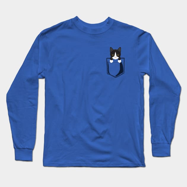 Pocket Tuxedo Kitty Long Sleeve T-Shirt by JKA